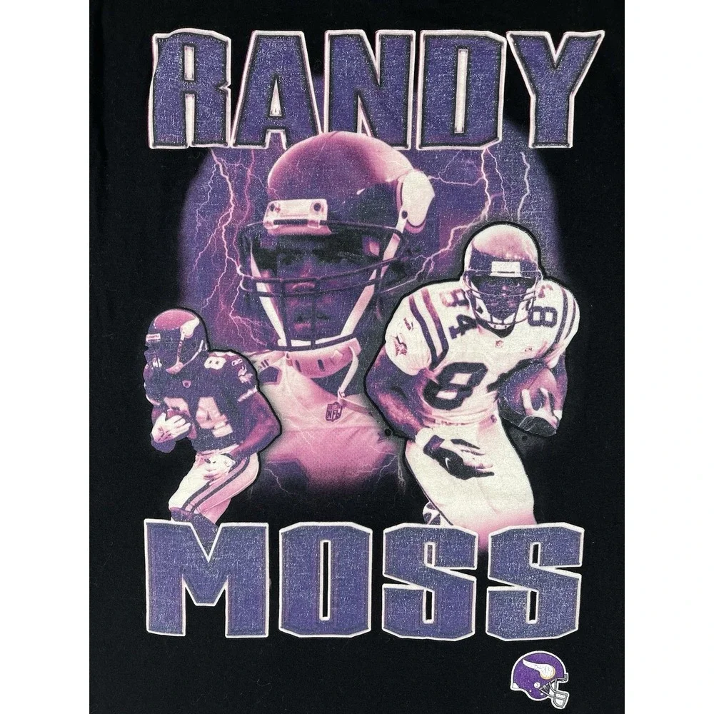 Mitchell & Ness Minnesota Vikings NFL‎ Randy Moss Black Graphic T-Shirt Men's S